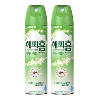 제이큐 해피홈 에어졸 살충제 아카시아향 에어로졸 모기약 500ml 2개