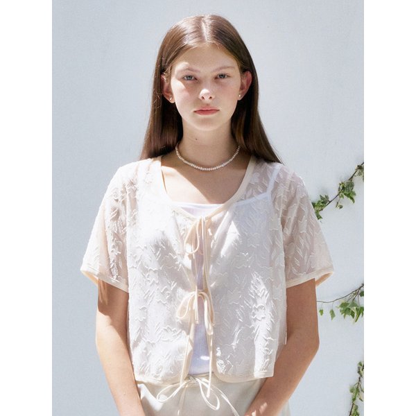 [리퍼브]S Flower Burnout Ribbon Blouse_2colors