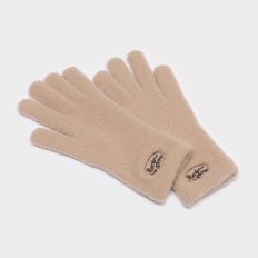 FLUFFY LOGO GLOVE BEIGE