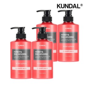 쿤달 허니 앤 마카다미아 퓨어 바디로션 화이트머스크 500ml x4개