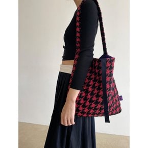Tweed padding shoulder bag/ scarlet