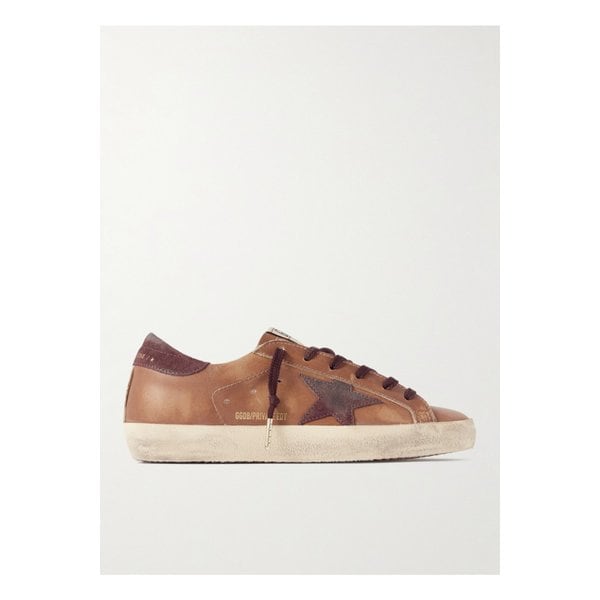 슈퍼 스타 디스트레스 스웨이드 트리밍 가죽 스니커즈 탠 브라운 46376663162980809