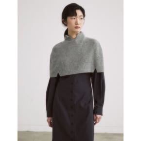 LIGHT GREY WOOL BLEND SEAMLESS KNIT CAPE