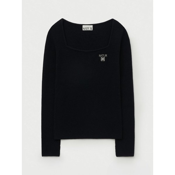 (W) 스퀘어넥 니트 롱 슬리브_블랙