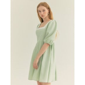 Colourway Square Neck Puff Dress (Mint)