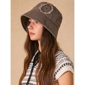 FLOWER PATCH COTTON KHAKI BUCKET HAT