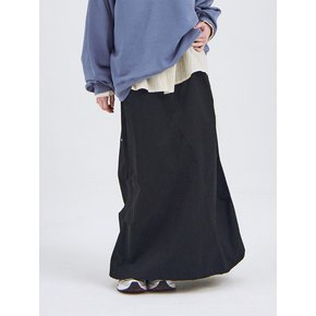 Pocket String Cargo Maxi Long Skirt [Black]