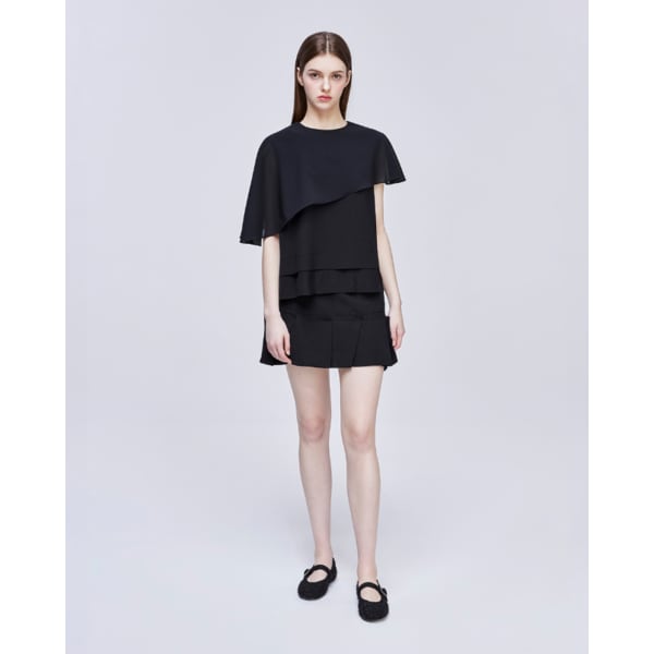 [파주점] [송지오우먼]컬렉션 레이어드 케이프 탑 블랙  WH3TP705BK