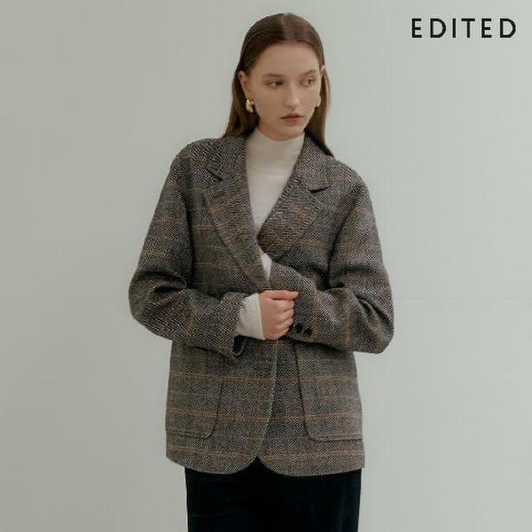 에디티드  헤링본 체크 울 혼방 자켓  (25FW)