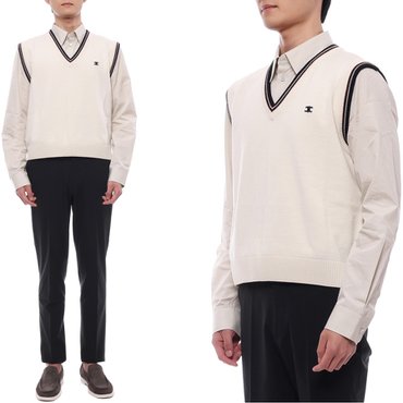 셀린느 25SS 남성 트리옹프 자수 민소매 브이넥 니트 (2ADCK823Y FZV1 25S)