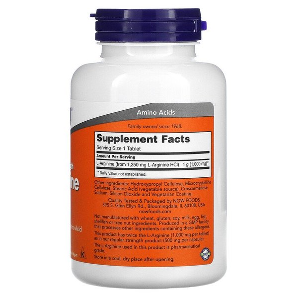 L-아르기닌 더블 스트렝스 1000mg 120타블렛 엘아르기닌