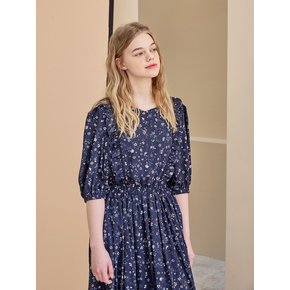 Flower Pattern Lovely Dress_NAVY