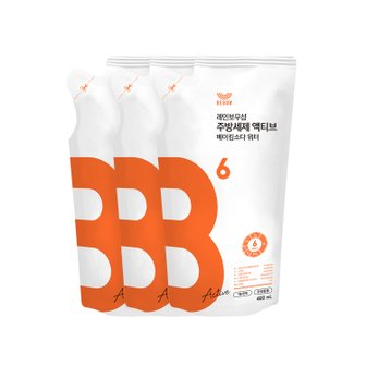 레인보우샵 주방세제 액티브 베이킹소다 워터 400ml 리필 x 3개입