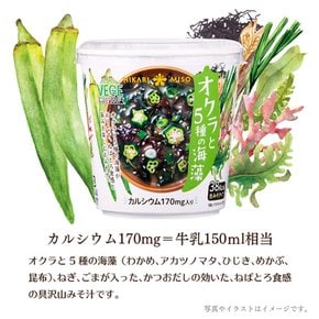 히카리 된장 VEGE MISO SOUP 컵 오크라와 5종의 해조 1식 × 6개