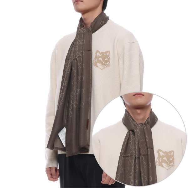 [부산점] 25FW 남성 GG 자카드 울 실크 머플러 (165904 3G646 9664 M 25F)