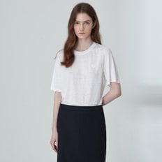린넨 블렌드 자수 로고 반소매 티셔츠 KE25M4FRRN490