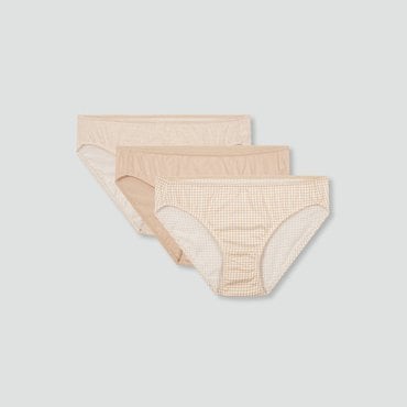 JAJU 25 S/S 신상품  JAJU  여 코튼 체크 힙허거 팬티 3매  J41N901219