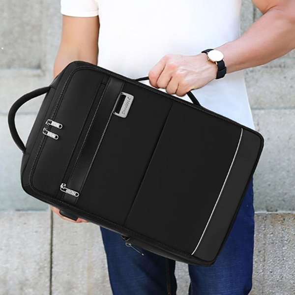 [옷자락] 남성 대학생가방 나일론 방수 사각 캐주얼 블랙 백팩