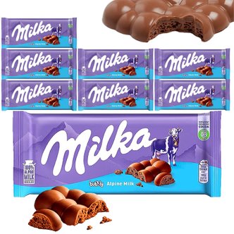  milka 100% 알프스 우유 밀카 초콜릿 버블리 100g 8개