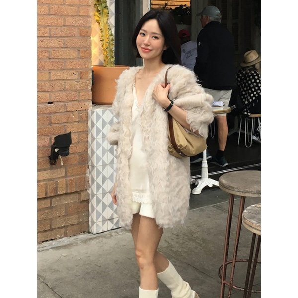 Bluff fur cardigan (beige)