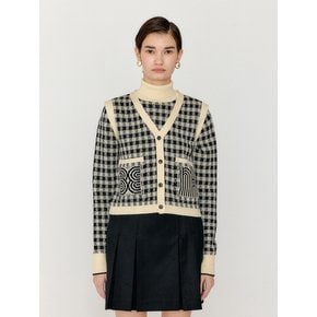 VITA Gingham Check Knit Vest - Black/Ivory