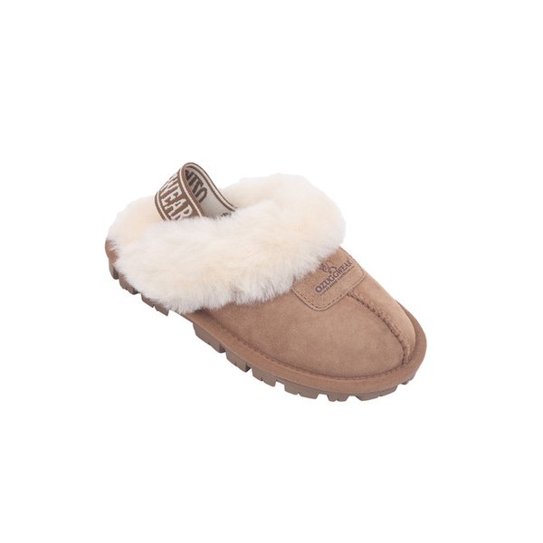 키즈 코케트 슬리퍼 엘라스틱 백스트랩 브라운