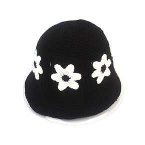 Flower Black Knit Bucket Hat 버킷햇