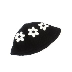 Flower Black Knit Bucket Hat 버킷햇