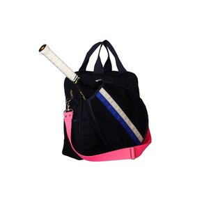 TENNIS BAG _ NAVY with cream and royal blue stripe