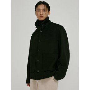 Fine wool short coat (black)