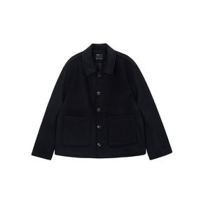 Fine wool short coat (black)