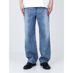 RELAXED FIT FRONT SEAM WASHED DENIM