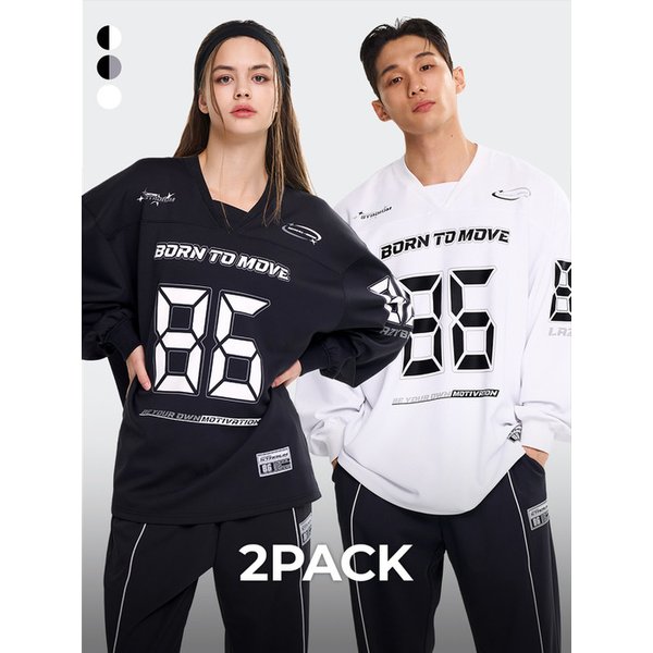 [2PACK] 자이언트 핏 긴팔 W 럭비 져지_3Colors