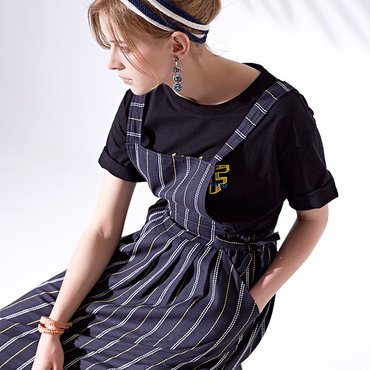 모라니프 에이프런 드레스Apron dress_NAVY