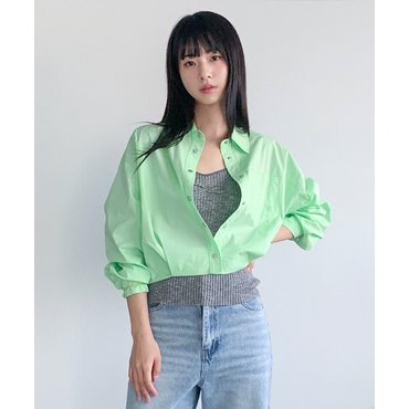 반에이크 턱 장식 볼륨햄 셔츠 VB54BLMD07Z