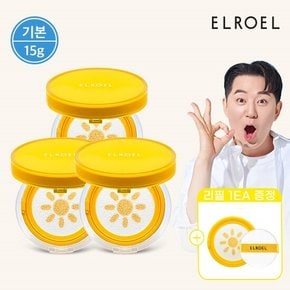 1초보정 파데프리 플러스 선쿠션 15g 본품3+미니 선쿠션 증정_ELROEL