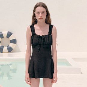 LACE RIBBON ONEPIECE SWIMSUIT BLACK