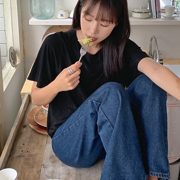 핫핑 아르키 플리츠 쿨 윙소매 루즈핏 반팔티셔츠 H_TS9589