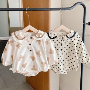 도트 베어 둥근카라 긴팔 유아 바디슈트(66-90)204583