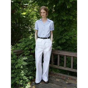 DIA COTTON NYLON WIDE PANTS (WHITE)