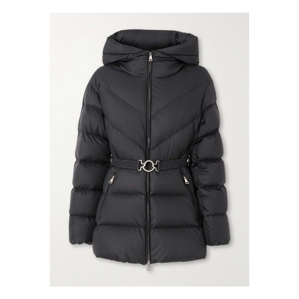 몽클레어 브로스 벨트 후드 아플리케 퀼팅 셸 다운 재킷 블랙 46376663162861893