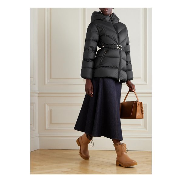 몽클레어 브로스 벨트 후드 아플리케 퀼팅 셸 다운 재킷 블랙 46376663162861893