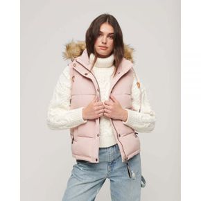 4655677 Superdry Everest Faux Fur Puffer Gilet - Pink Blush