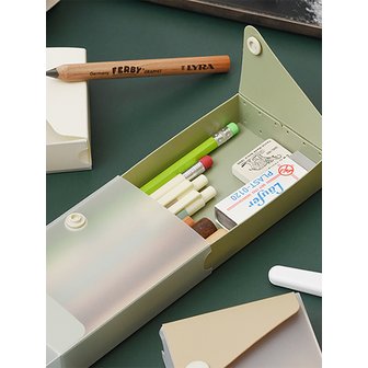 BRISKSTYLE 경량 플라스틱 사각 연필 볼펜 케이스 필통