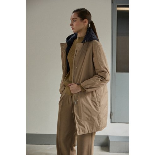 LAFEL 라펠소로브 텍스처 블록 패딩 후드 점퍼LMWL4270