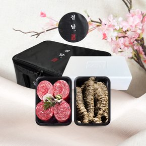 [명절 후 배송][SSG정담][냉장]명품 횡성한우 정육더덕세트 3호(1.7kg/불고기280gx5, 더덕300gx1)[아이스박스/정담보냉가방]