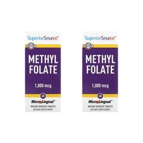 [해외직구] 슈페리어소스 활성엽산 1000mcg 60정 2팩 Superior Source Methyl Folate 1000 mcg 60 Instant Dissolve Tablets