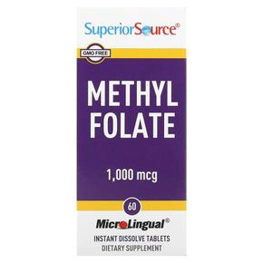 [해외직구] 슈페리어소스 활성엽산 1000mcg 60정 2팩 Superior Source Methyl Folate 1000 mcg 60 Instant Dissolve Tablets