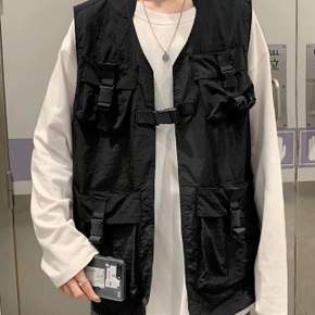 큰 포켓 오버핏 스트릿조끼 낚시조끼 단체복 캐주얼