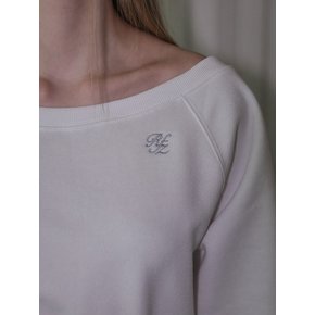 Side Slit Off shoulder Sweatshirt [White]